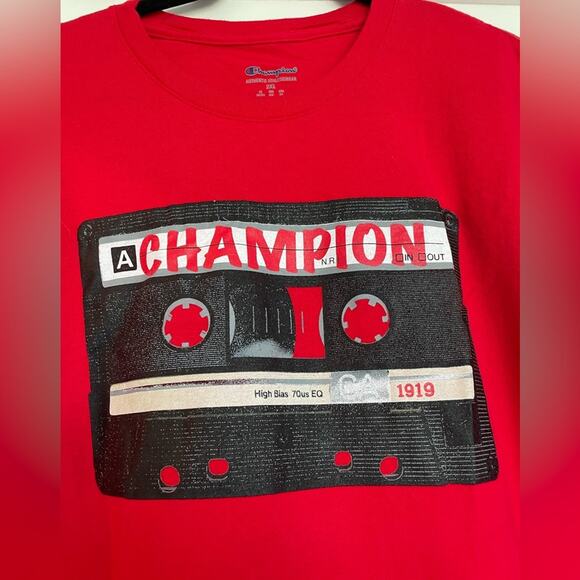 Champion Classic Red Cassette Graphic Short Sleeve Tee Size XXL - Picture 4 of 9